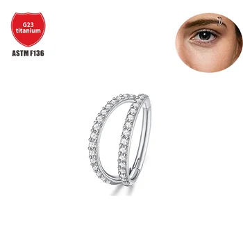 1 шт F136 Титановые серьги с цирконием 16 г С-образной формы, кольцо для носа, украшения для пирсинга