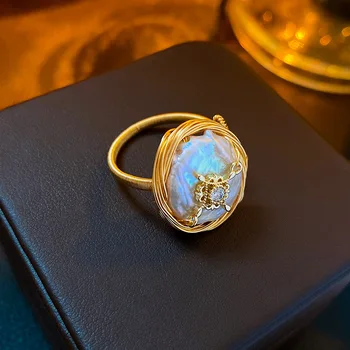 1 шт. Открытое кольцо с кристаллами циркона и жемчуга в стиле барокко, модное элегантное ретро-кольцо-указатель, легкие и роскошные украшения для рук