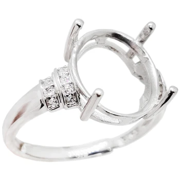 10 мм * 12 мм Простое серебряное кольцо с 4 зубцами для изготовления ювелирных изделий 3 слоя позолоты Ювелирные компоненты