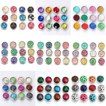 10 шт./лот, разноцветные мини-украшения на кнопках, пуговицы в виде цветов из смолы 12 мм, для украшений на кнопках, подходят для браслета на кнопках 12 мм