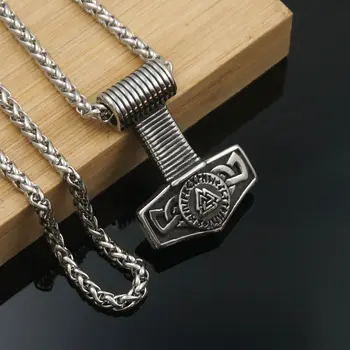 10шт Кулон с руной Тора и молотом Викинга из нержавеющей стали, мужское винтажное ожерелье
