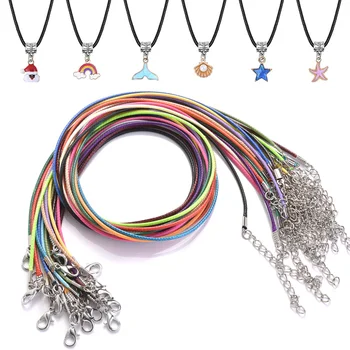 10шт Ожерелье из кожаного шнура 1,5 мм-3 мм с застежкой, Регулируемая плетеная веревка для изготовления ювелирных изделий, сделай сам, ожерелье, браслет, Веревочные принадлежности