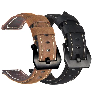 20 мм Высококачественный Ремешок из Натуральной Кожи Crazy Horse Для часов Ticwatch GTH E3 2 E Smart Wrist Band Браслет Для Galaxy Watch 42 мм