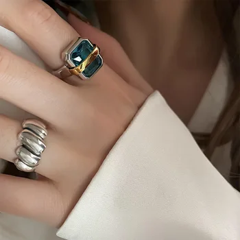 2023 Новые модные обручальные кольца с синими цирконами для женщин, пар, Винтажные украшения ручной работы неправильной геометрической формы для вечеринок, роскошные подарки