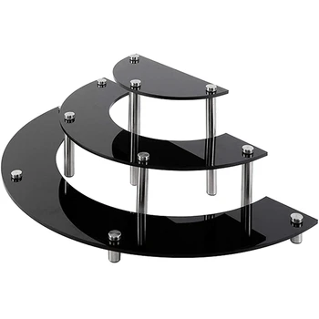 3-Уровневый черный органайзер с акриловыми подступенками, подставка для дисплея, подставка для кексов, держатель дисплея (1 шт.)