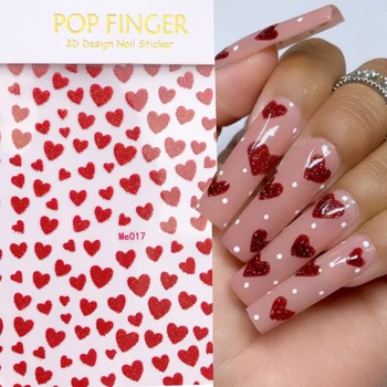 3D Наклейки для ногтей С блестящими сердечками, Надписями-слайдерами Love, Самоклеящиеся Буквы-слайдеры, украшения для ногтей, Наклейки на День Святого Валентина, Аксессуары для маникюра