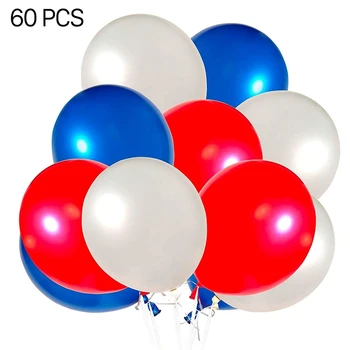 60 упаковок красных, белых и синих воздушных шаров, 12-дюймовые латексные воздушные шары для вечеринок, идеальное украшение для Дня рождения на все случаи жизни