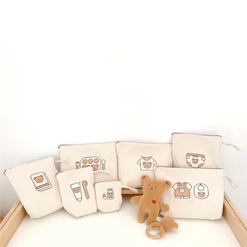 7 шт. /компл. Модные сумки для детских подгузников с мультяшным медведем, портативная сумка для мамы, сумка для бутылочек для новорожденных, сумка для хранения коляски