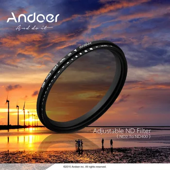 Andoer 62 мм ND-фейдер с регулируемой нейтральной плотностью от ND2 до ND400 с переменным фильтром для цифровой зеркальной камеры Canon Nikon