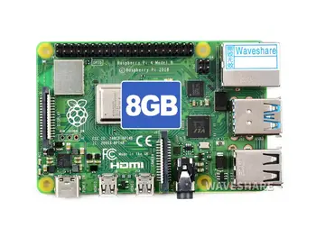 Waveshare Raspberry Pi 4 Модель B 8 ГБ ОПЕРАТИВНОЙ памяти, 64-разрядный четырехъядерный процессор с частотой 1,5 ГГц, Двойные дисплеи с высоким разрешением 4K, Bluetooth 5.0