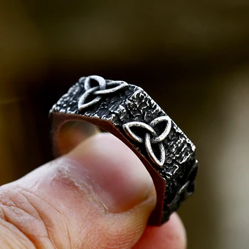 Большое Простое кольцо с Валькнутым Викингом из нержавеющей стали, Кольца с Кельтским узлом в скандинавском стиле Для мужчин, Винтажный Амулет, Ювелирный Подарок, Прямая Поставка