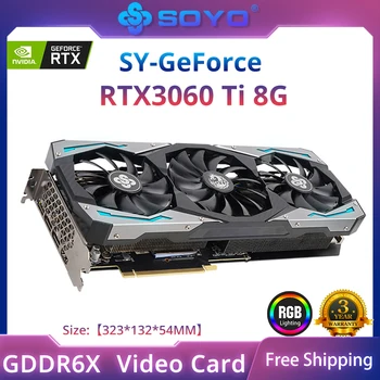 Бренд SOYO Видеокарта NVIDIA GeForce RTX 3060 Ti 8G GDDR6X с Видеопамятью 256Bit PCIE4.0x16 DP Нового графического процессора для настольных компьютеров