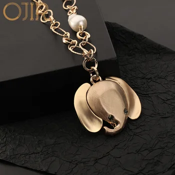 Винтажное Золотое ожерелье с подвеской в виде милого Слона Готические подвески Ювелирные изделия Шейные Чокеры для женщин Корейские модные аксессуары