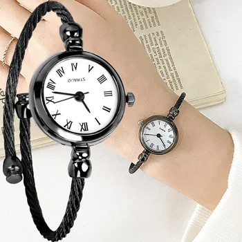 Винтажные женские часы, круглый маленький сплав, тонкий ремешок, простые модные кварцевые часы, изысканные Роскошные студенческие кварцевые наручные часы