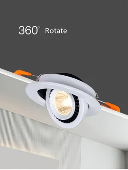 Встраиваемые Светодиодные светильники AC85-265V 5 Вт 7 Вт 12 Вт 15 Вт 20 Вт Круглый Потолочный Светильник COB Теплый/Холодный Белый Вращение на 360 Градусов Домашнее Освещение