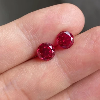 Выращенный в лаборатории красный рубин диаметром от 6 мм до 14 мм Синтетический драгоценный камень круглой формы для изготовления ювелирных изделий