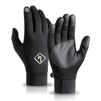 Высококачественные зимние перчатки для мужчин плюс бархатная теплая холодная перчатка с сенсорным экраном, уличные водонепроницаемые велосипедные перчатки из искусственной кожи, нескользящие