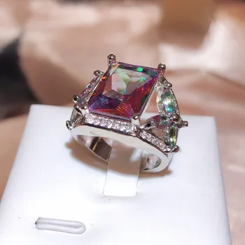 Высококачественные ювелирные изделия Love Forever из серебра 925 пробы, классические обручальные кольца с фиолетовым кристаллом AAA CZ Для женщин, ювелирные изделия