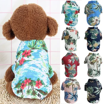 Гавайская пляжная рубашка с милым принтом для собаки, Повседневная рубашка для путешествий с домашними животными, короткий рукав с цветочным рисунком ананаса, Блузка для собак и кошек, лето