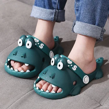 Детские тапочки с динозаврами, летняя противоскользящая обувь с героями мультфильмов для мальчиков и девочек, детские тапочки на толстой подошве, zapatos niña