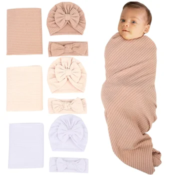 Европейские и американские Детские шарфы, Однотонные одеяла, шапки, повязки, Комплекты для новорожденных, пододеяльники, одеяла 3 цвета