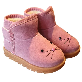 Зимние теплые детские сапожки С милым рисунком для маленьких девочек и мальчиков, нескользящие зимние теплые детские ботинки, зимняя обувь для малышей