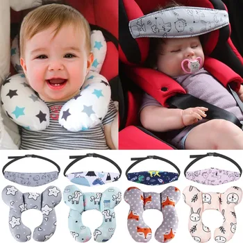 Комплект ремней для поддержки головы ребенка, защитные подушки для поддержки головы и шеи в автокресле для путешествий, Подушка для подголовника U-образной формы для новорожденных детей