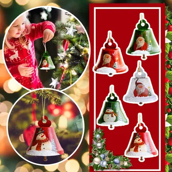 Красочный Рождественский колокольчик, Подвеска из кованого железа, Санта-Клаус, Снеговик, украшение для дома, Колокольчики для Рождественской елки, Новогодние украшения 2022