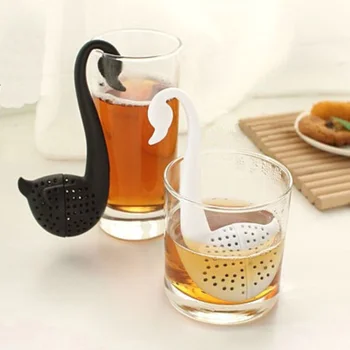 Креативная ложка с лебедем, ситечко для заварки чая, экологически чистый пластик, Элегантные чайные принадлежности с лебедем, кухонные принадлежности
