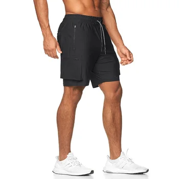 Летние мужские шорты-карго для спортзала, повседневные эластичные короткие брюки с несколькими карманами, одежда для фитнеса, мужские спортивные пляжные шорты, брюки