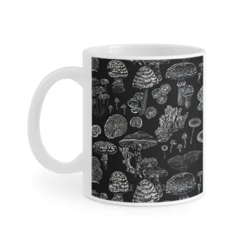 Микология В черно-белой кружке с забавным принтом, подарочная чашка для чая, Персонализированные кофейные кружки, Грибы, поганка, Ботаника, ботанический