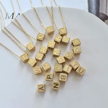 Милая женская цепочка с подвеской из 26 начальных букв алфавита с 18-каратным позолоченным ювелирным ожерельем
