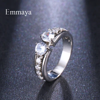 Модный дизайн Emmaya для женщин с ослепительным кубическим цирконием двух цветов, изысканное кольцо, современное украшение для вечеринки