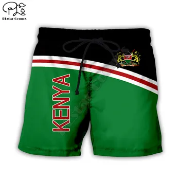 Мужские летние повседневные шорты с флагом Кении с 3D принтом, быстросохнущие забавные пляжные шорты с эластичной талией, прямая доставка