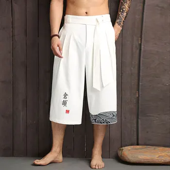 Мужские шаровары Harajuku 2023, мужские летние хлопчатобумажные льняные штаны для бега трусцой, мужские модные спортивные штаны в винтажном китайском стиле