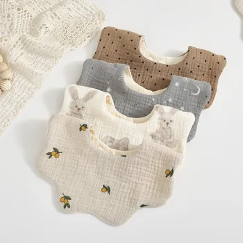Нагрудники для кормления ребенка в Корейском стиле 6 слоев хлопка с принтом младенцев, Креповое полотенце для слюны, Мягкая ткань для Отрыжки новорожденного Малыша, детский нагрудник
