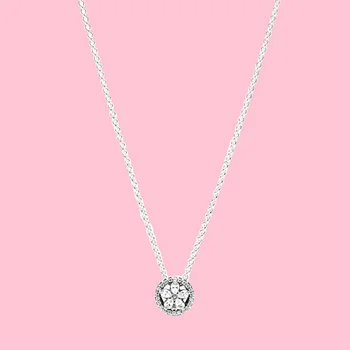 Новое летнее ожерелье Pandora из стерлингового серебра 925 пробы в виде сверкающей снежинки Collier для женщин на День рождения, юбилей, ювелирный подарок Fahion
