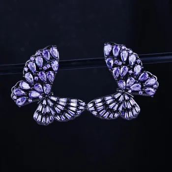 Новый тренд 2023 года, дизайн бабочки, Серьги с фиолетовым цирконом, Женская корейская мода, Изысканные ювелирные изделия, Серебряная игла 925 пробы, серьга-гвоздик