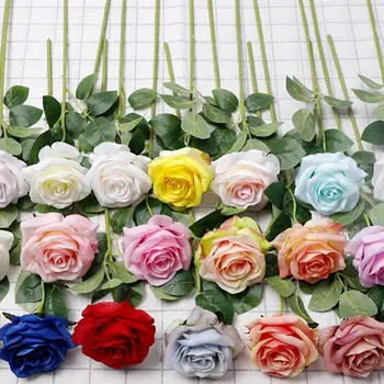 Одиночные красивые шелковые искусственные розы Свадебный Декор домашнего стола Длинный букет Из искусственных растений Подарки на День Святого Валентина