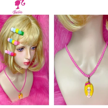 Ожерелье принцессы Барби, Аниме Y2K, Нишевый Дизайн для девочек, Ювелирные изделия, Модные Женские Ожерелья с шариковой цепочкой, Аксессуары для макияжа, Подарки