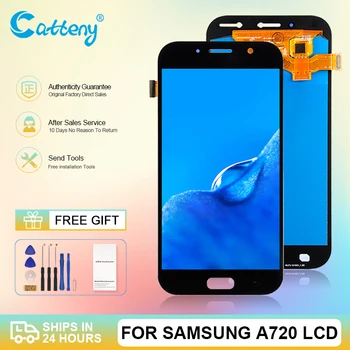 Оптовая продажа OLED A7 2017 Дисплей для Samsung Galaxy A720 ЖК-сенсорная панель с цифровым преобразователем в сборе A720F Экран Бесплатная доставка