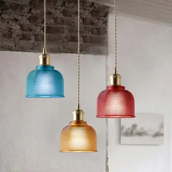 Подвесной светильник из скандинавского стекла, креативная минималистичная современная лампа для ресторана с прозрачным абажуром латунного цвета и цоколем E27