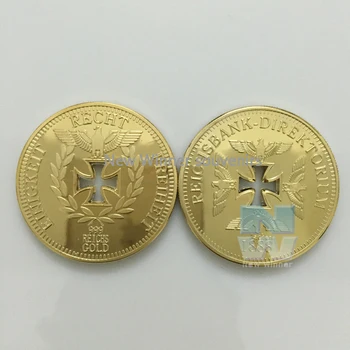 Позолоченная монета Germany Cross Eagle Весом 1 унция 999 пробы, Памятные монеты Немецкого Имперского банка, предметы коллекционирования