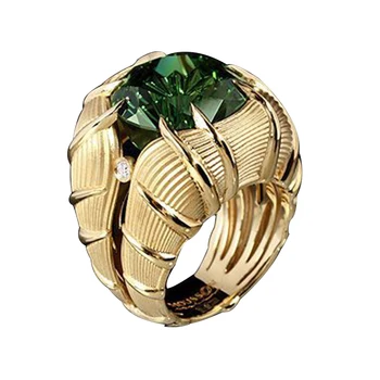 Позолоченное кольцо из нержавеющей стали для женщин, модный тренд, Изумрудное кольцо с цирконием, женские роскошные обручальные украшения