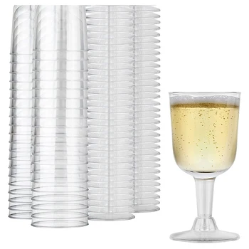 Прозрачный пластиковый бокал для вина, Пригодный для вторичной переработки - Небьющийся Бокал для вина - Одноразовые и многоразовые Стаканчики для шампанского, десерта 40шт