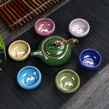 Разноцветный Здоровый Чайный Сервиз Послеобеденный Чайный Сервиз Для Офисной Чайной Комнаты и Дома Китайская Чайная Церемония Для Отдыха Кунг-Фу Чайные Инструменты Чайник и Чашка