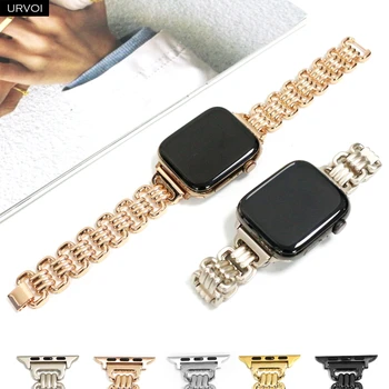 Ремешок URVOI для Apple Watch серии 8 7 6 SE54321 с петлевой застежкой дизайнерский ремешок для iWatch модная цепочка браслет из цинкового сплава на запястье