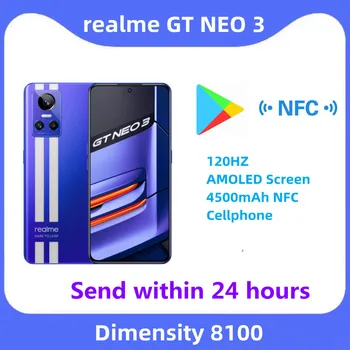 Смартфон realme GT NEO 3 5G 80/150 Вт Super Charge Dimensity 8100 Игровой Мобильный Телефон 120 Гц AMOLED Экран 4500 мАч NFC Мобильный телефон