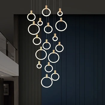 Современные акриловые кольцевые светодиодные люстры, освещающие декор гостиной, столовой, Светодиодная потолочная люстра, светильники для лестничных подвесных светильников.