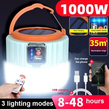 Солнечный светодиодный фонарь для кемпинга, лампа для палатки с дистанционным управлением, USB-аккумуляторная лампа, портативные фонари, аварийное освещение для пеших прогулок, барбекю